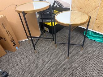 Round Glass Top Side Tables Set of 2