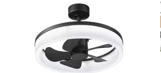 Dialstone 23 in. Indoor/Outdoor Matte Black Ceiling Fan with Adjustable White LED with Remote NEW