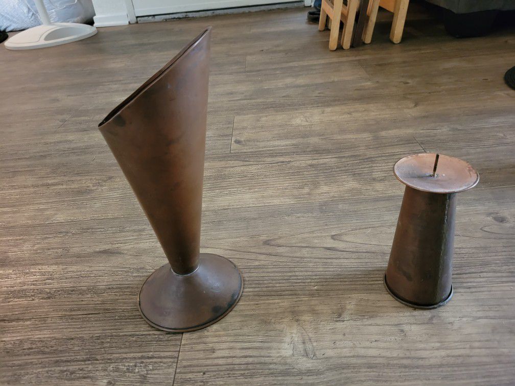 Copper Flower Vase And Candle Holder