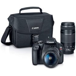 Canon EOS Rebel T7 DSLR Camera|2 Lens Kit with EF18-55mm + EF 75-300mm Lens, Black