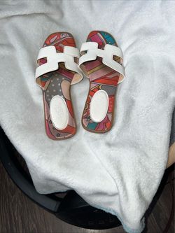 Hermes Paris White W/ Milticolor Size 36 Sandle