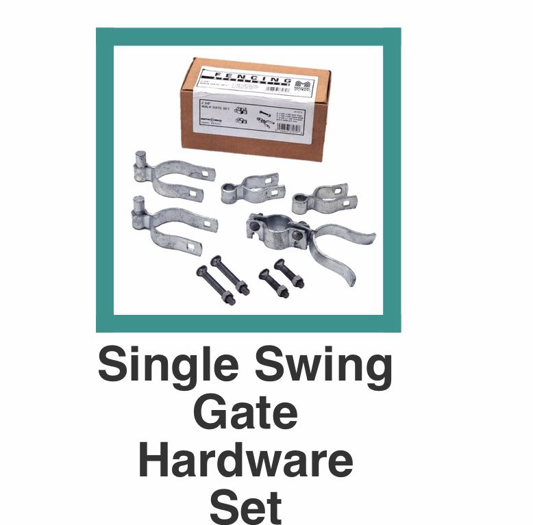 Single swing gate hardware set hinge and latch