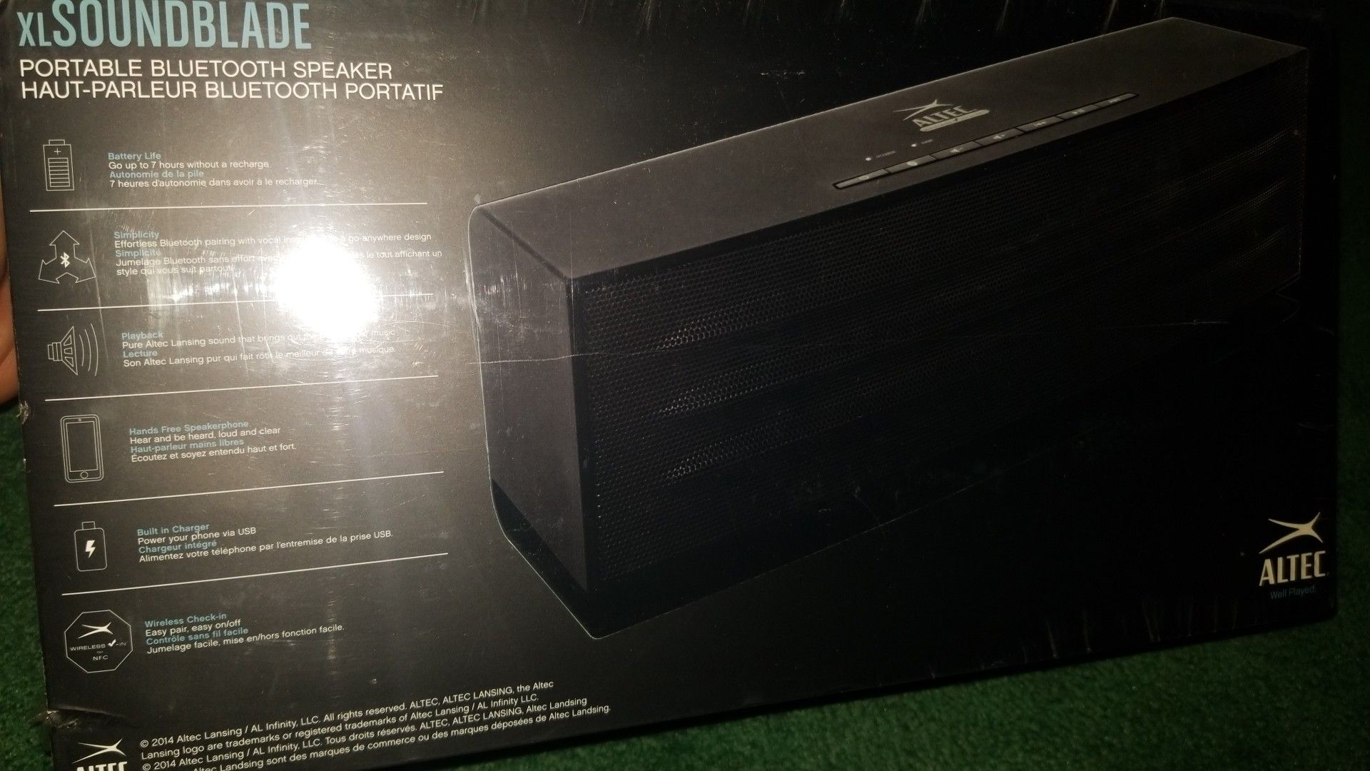 50 watts ! Same internal speakers as the $250 XL boomjacket Altec Lansing Soundblade XL IMW855 50w bluetooth speaker
