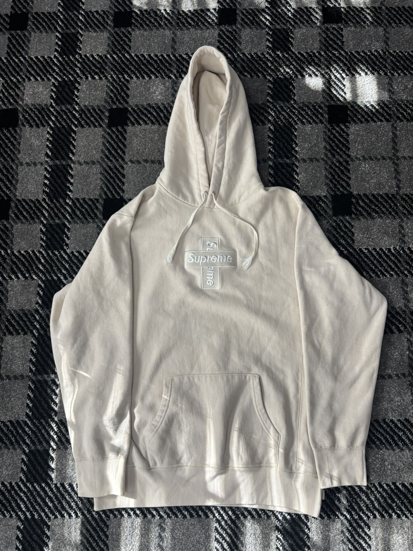 Supreme Cross Box Logo Hoodie Beige/Tan