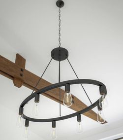 Stratton 8-Light Black Wide Island Chandelier