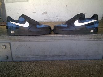 Af1 custom blue plaid shoes size 10.5