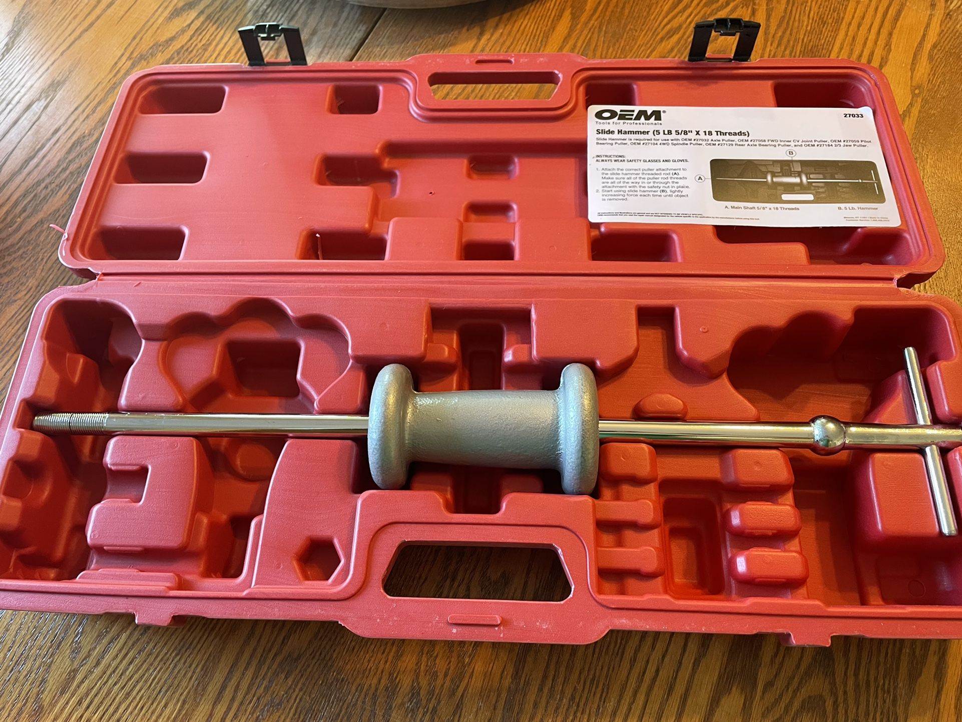 OEM Tools 27033 5pound Slide Hammer. Threaded 5/8 Inch Thick X 18 In