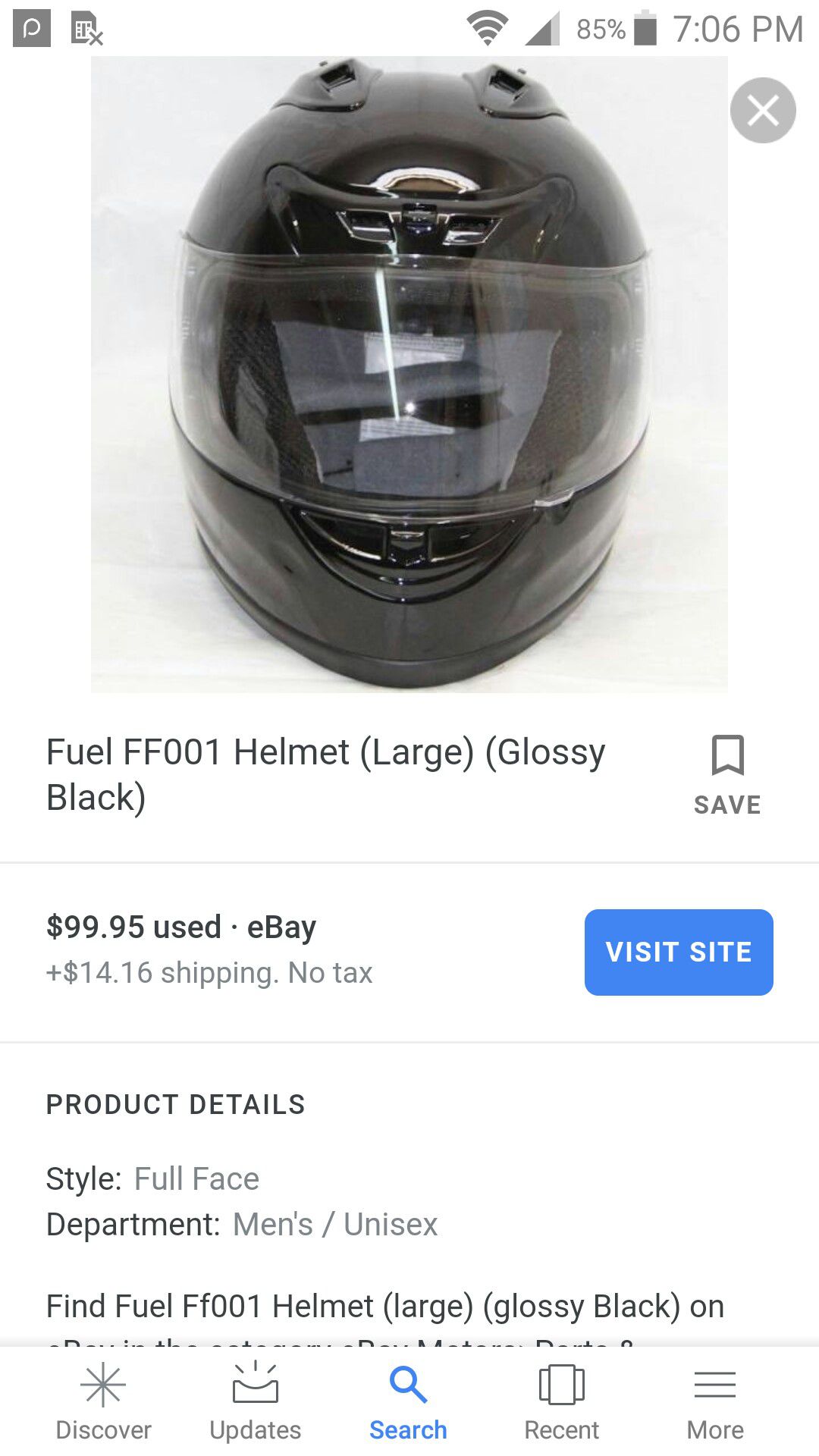 Fuel FF001 Motorcycle Helmet Size XL