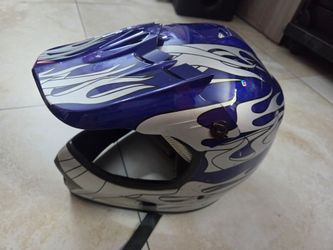 Motocross Off-Road Helmet Blue Flame Graphics