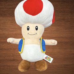 SUPER MÁRIO BROS TOAD PLUSH TOY NINTENDO 2017 COLLECTIBLE 14”
