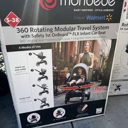 Monbebe 360 Rotating Modular Travel System with Safety 1st OnBoard™ FLX Infant Carseat