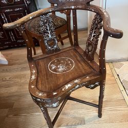 Antique 4 piece mother of pearl chairs 
