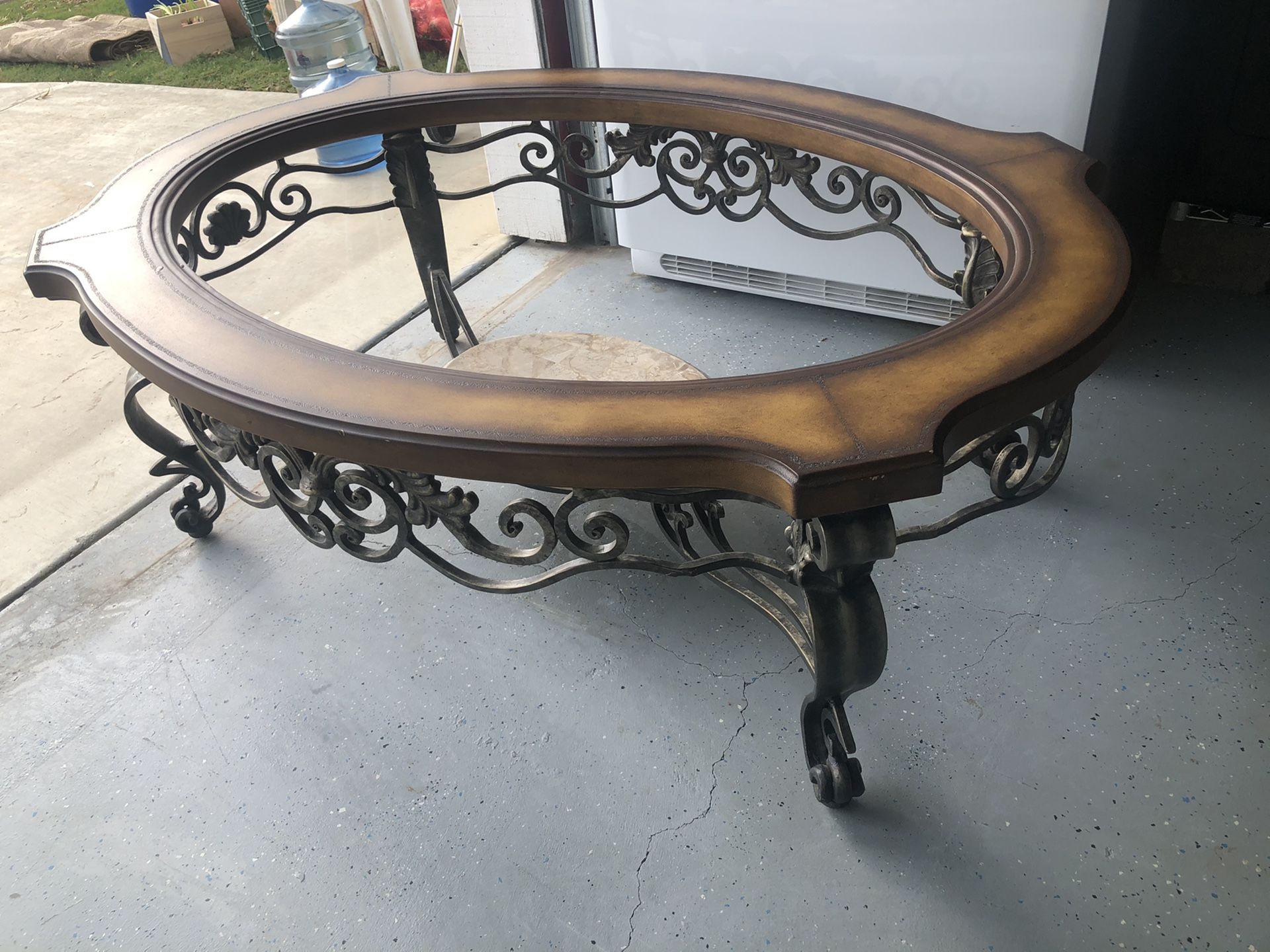 Beautiful Wood Coffee Table w/ Metal Base