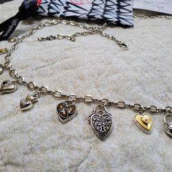 Authentic Brighton Necklace Heart Charm Silver Lock Key With Bag