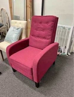Assembled New Mid-Century Modern Button Tufted Fabric Upholstered Push-back Recliner Chair