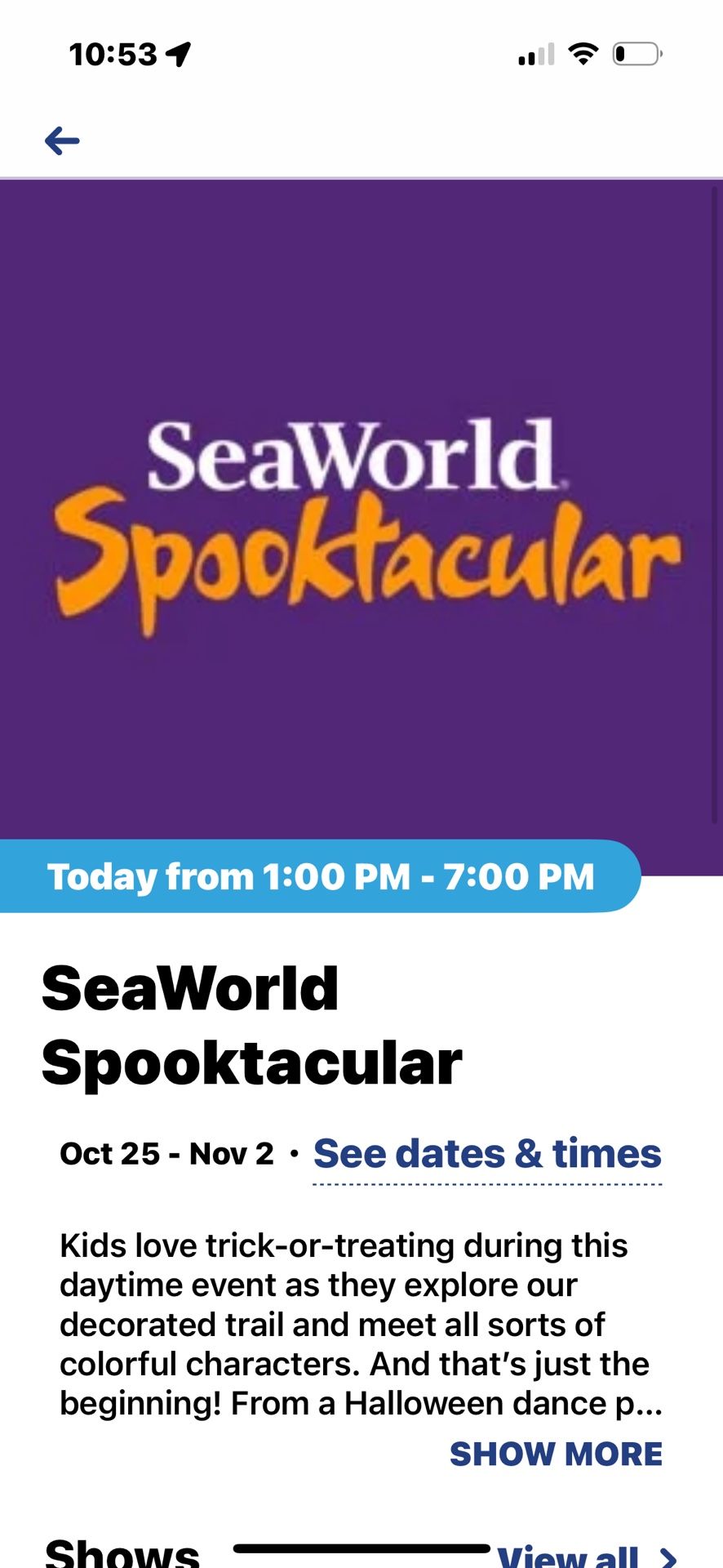 Seaworld Tickets 4 Tickets$100