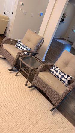 3 - piece  Outdoor/Indoor Wicker Rocking Chair & Patio Furniture Set