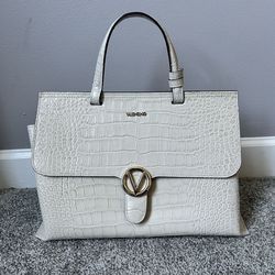 New Maison Valentino Off White Croc Leather Tote Bag
