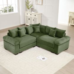 Albany 79" 3 Pieces Corduroy Modular Corner Sectional Sofa