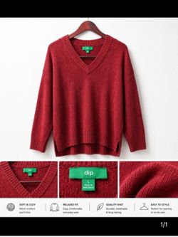 Womens Red Long Sleeve Sweater