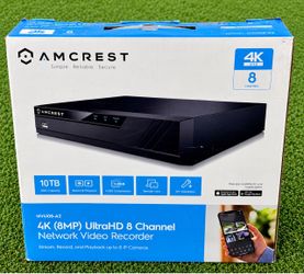 Amcrest NV4108-A2 4K 8CH 8MP UltraHD Network Video Recorder NVR | New Sealed