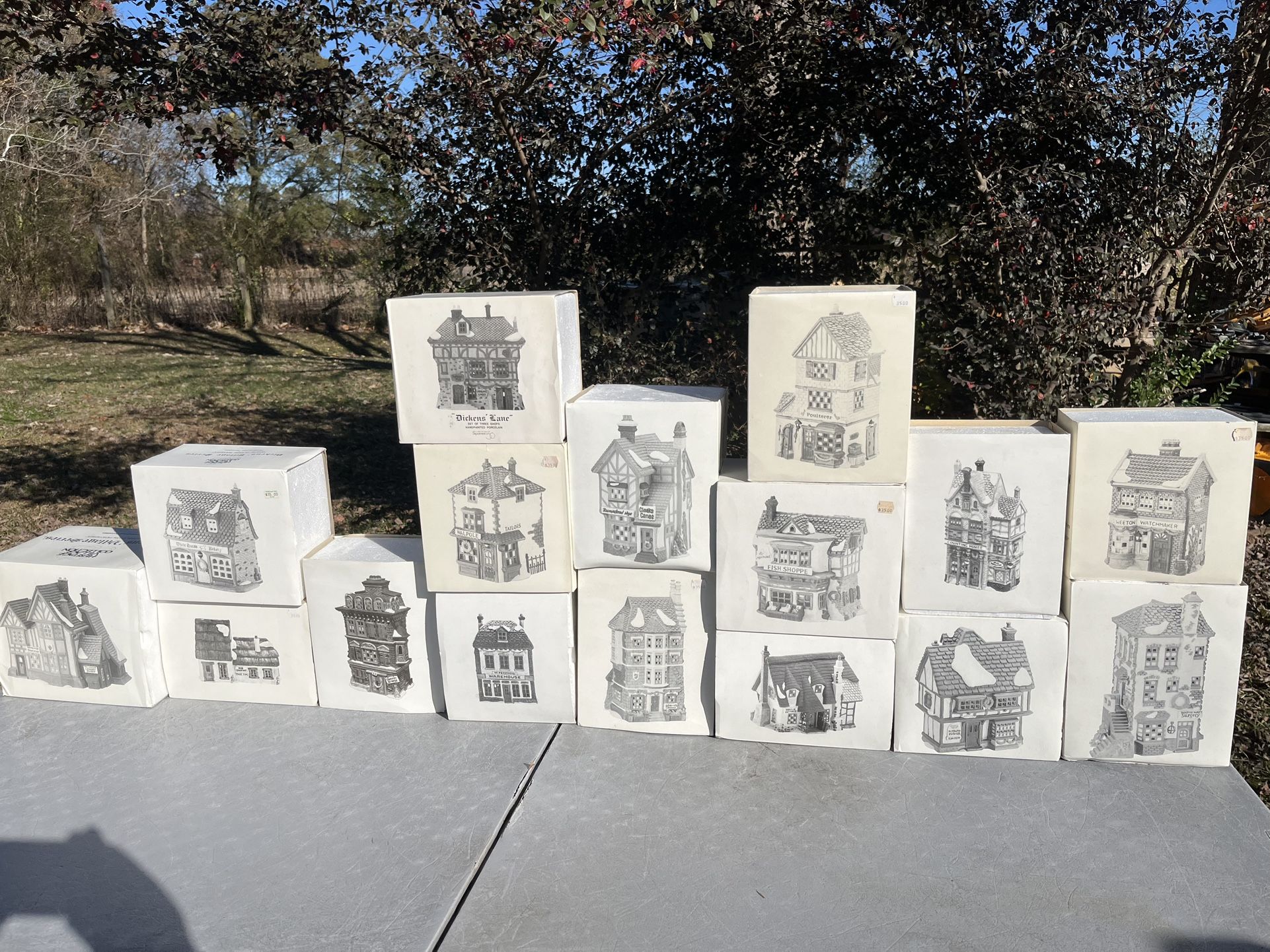 Large Lot of Dept 56 Charles Dickerson Houses & Other Ornaments 