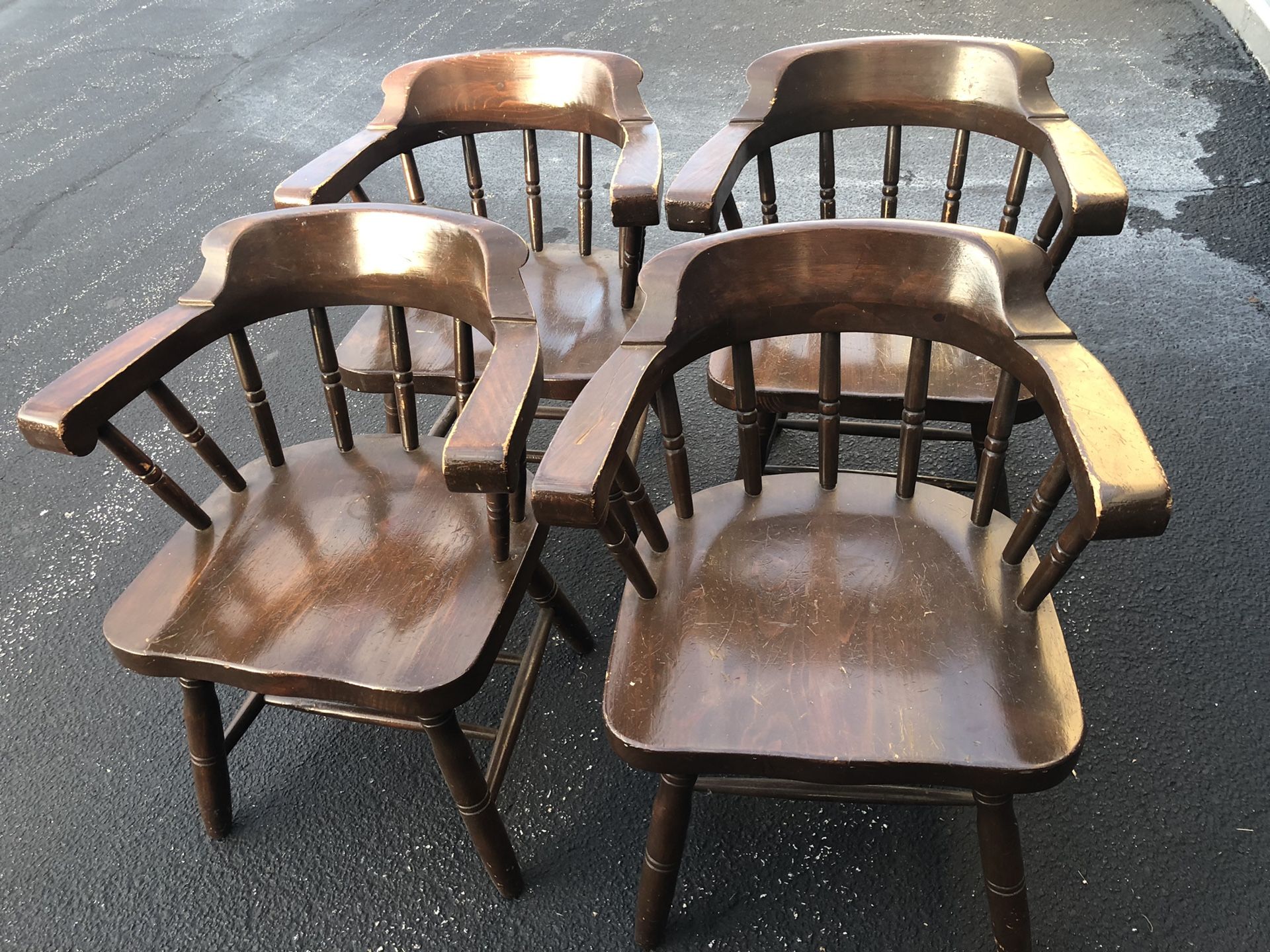 VINTAGE WOODEN CAPTAIN CHAIRS