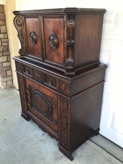 Antique Dark Wood Carved Cabinet