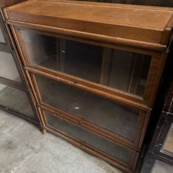 Barrister’s Cabinet Wood Antique Lawyers Bookcase Glass Shelf