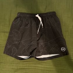 Cove Black Topographic Print Shorts