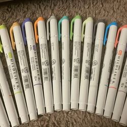 65 markers From Paper Mate, Sharpie, and Zebra (highlighters included) + paper clips, pins,