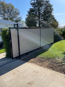 Sliding Driveway Gate Black Steel Frame