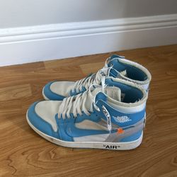 Beautiful Jordan 1 Retro High Off-White University Blue  Size 10 