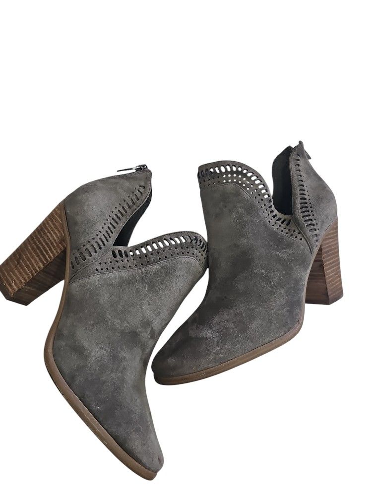 Vince Camuto Laser Cut Stacked Heel Boots Sz. 10
