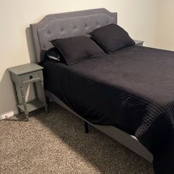 Queen Size Mattress, Bed Frame and Nightstands 