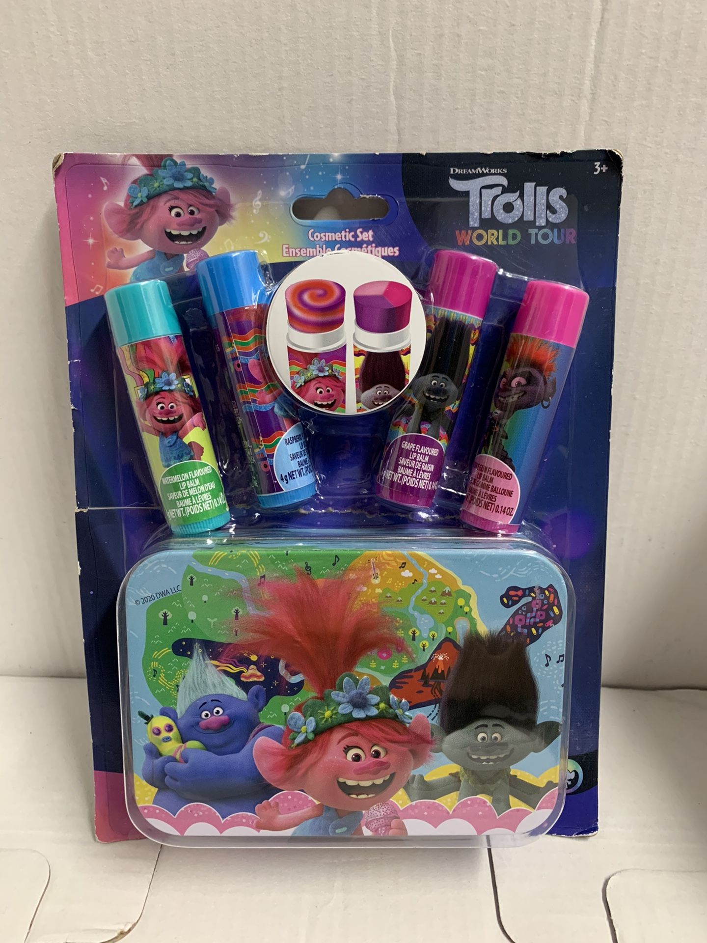 Trolls World Tour 4 Ct. Lip Balm W/collectors Tin Set NIB