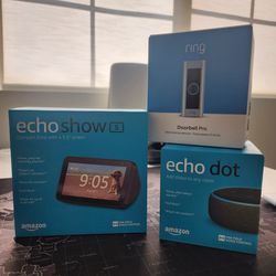 Ring Doorbell Pro, Echo Show 5, Echo Dot Package