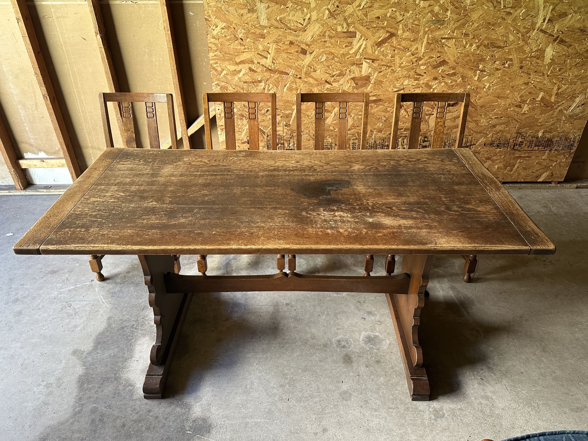 Antique Trestle Table and Chairs