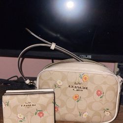 Coach Mini Jamie Camera (Bag+Wallet) In Signature Canvas With Nostalgic Ditsy Print