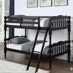 Twin Over Twin Wood Bunk Bed New