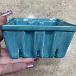 Farmers Market Handmade Blue Ceramic Berry Container  -3$