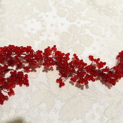 Brand New red crystal wedding hair accessory