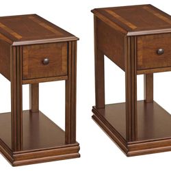 Pair Of Breegin End & Side Table With Custom Cut Glass Tops