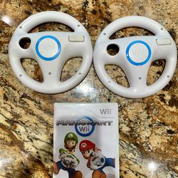 Wii MarioKart and 2 Steering Wheels 