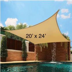 20 x 24 Sun Shade Rectangular Sun Sail Sun Screen- Beige 20x24