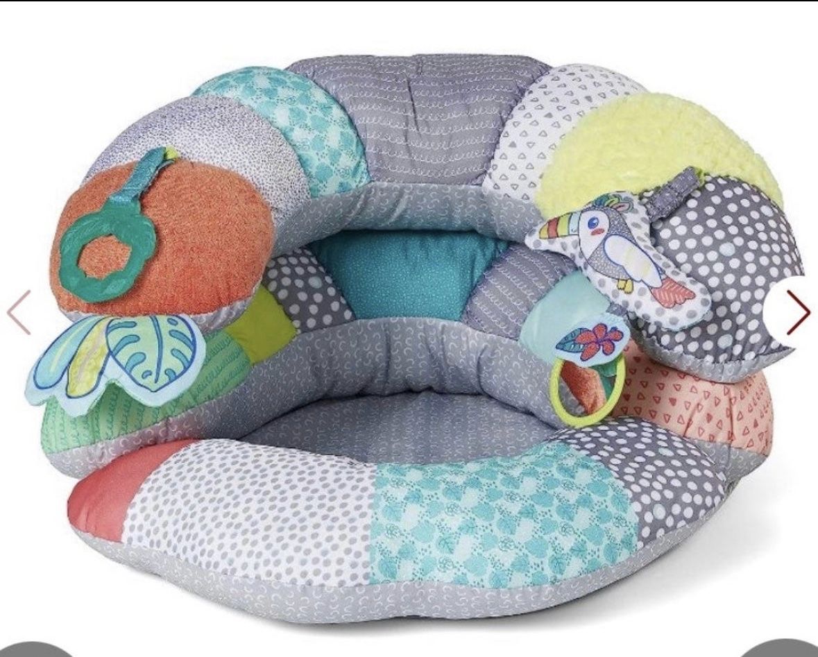 Infantino 2-In-1 Tummy Time & Seated Support - For Newborns And Older Babies, With Detachable Support Pillow And Toys, For Development Of Strong Head 