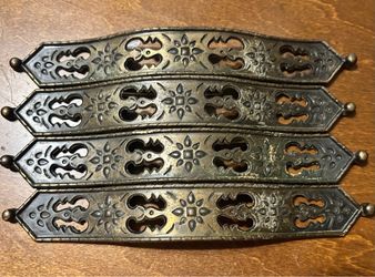 Set of 4 Antique Brass Drawer Pull Backplates