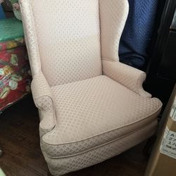 Light pink tapestry Wing Back chair 