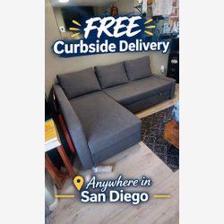 IKEA FRIHETEN Gray Sectional Sofa with Chaise & Pullout (Free Curbside Delivery Available)
