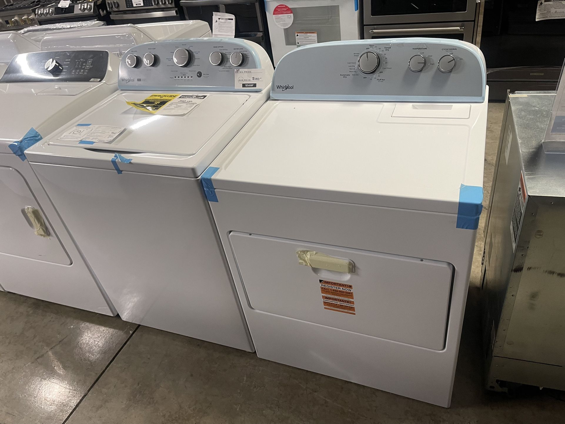 WHIRLPOOL TOP LOAD SET WASHER AND DRYER